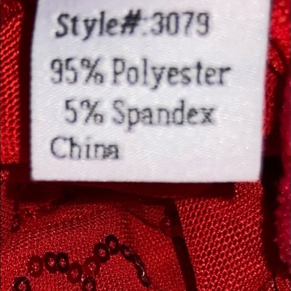 Red Sequin Longline Bralette Sheer Mesh size XL - Picture 6 of 6